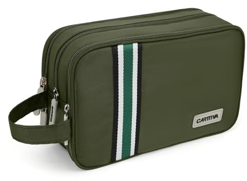 Carttiya Kulturbeutel Herren Reise Kosmetiktasche Wasserabweisende Waschtasche Toilettentasche Makeup Cosmetic Bag Waschbeutel Großer Stauraum Kulturtaschen Toiletry Bag (Grün, 5.51L)