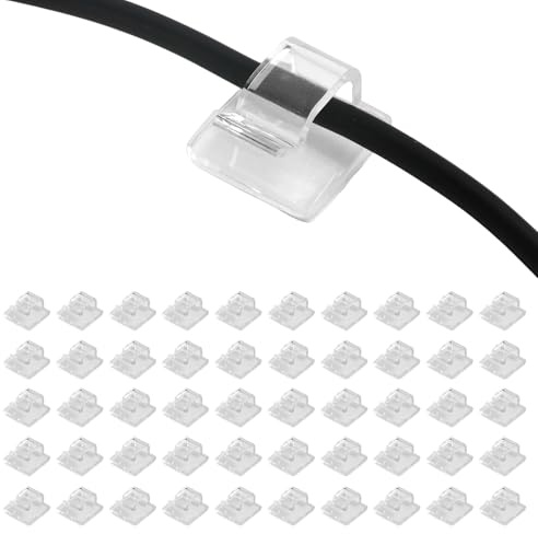 50 Piezas Autoadhesivos Con Fuerte Adhesivo, Clips De Cable Transparentes, Para Uso En Interiores Y Exteriores, Clips De Cable Multifuncionales Para La OrganizacióN De Cables En Muebles Y Paredes
