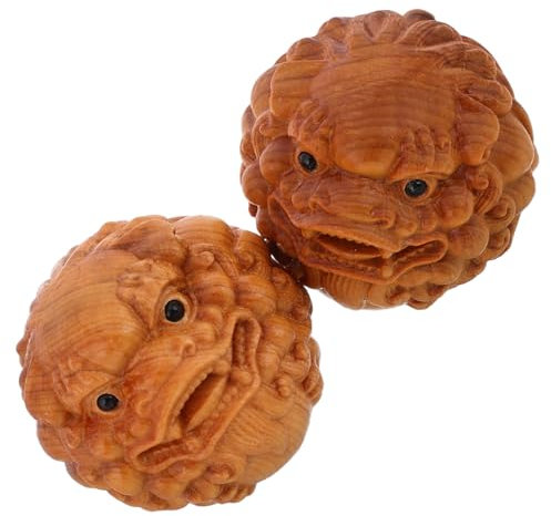 JOINPAYA 2 Stück Handmassage Handball Holzmassage Fußmassagewerkzeug chinesische handbälle Handübungsball aus Holz Mini-Massagestab Schwimmbälle Handgeräte Thuja Khaki