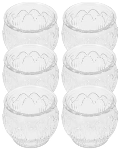 Jecompris Glass Tealight Candle Holder Set of 6 Transparent Votive Cups Heat Resistant for Home Decor Table Centerpieces Oil Lamp and Led Tea Lights