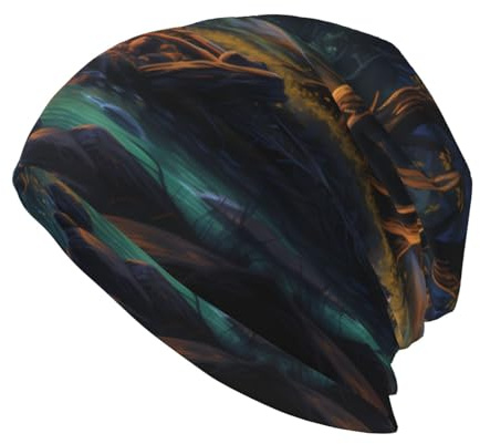YYHHAOFA Bonfire by The Stream Bedruckte Erwachsene Strickmütze Casual Bean Cap Elastische Krempe Hut Unisex Schwarz