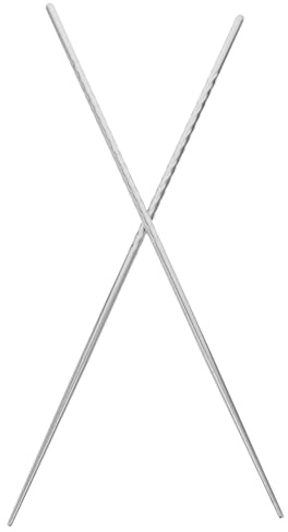 Palillos Chinos de Acero Inoxidable Largos para Cocinar, 1 Par | Antideslizantes, Aptos para Freír y Servir Fideos, Acabado Plata, Estilo Elegante, Reutilizables
