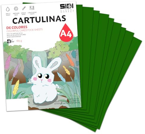 Karton A4 Dunkelgrün 185 g Kartonpapier für Bastelarbeiten, Scrapbooking, Inkjet- und Laserdrucker, Schule und Unterricht – SIDI (dunkelgrün, 25h)
