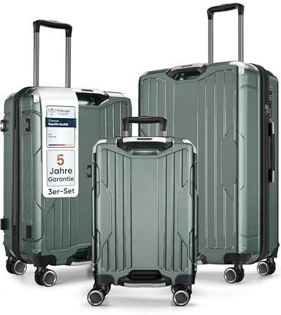 4FLY Aluminium-Rahmen Hartschalen-Reisekoffer Set 3-teilig Ultraleicht (M/L/XL) – TSA-Schloss, 4 Spinner-Doppelrollen & Aluminium-Teleskopgriff, Reisegepäck Set mit Handgepäck & Aufgabegepäck