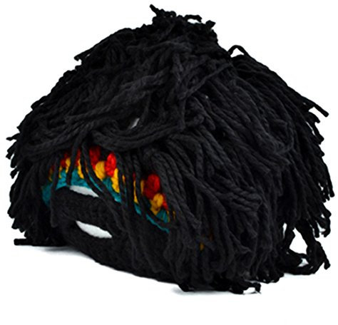 Kuyou Winter Lustige Strick Beanie Mütze Skimaske mit Bart (Schwarz)