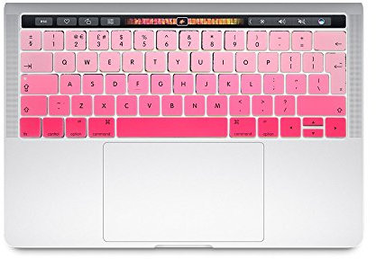 Se7enline Compatible with 13/15 inch MacBook Pro Keyboard Cover (With TouchBar Version) 2016/2017/2018/2019/2020 NEWEST Model A1706/A1989/A2159/A1707/A1990 Keyboard Skin (UK Layout), Ombre Pink