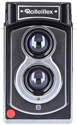 Rolleiflex Sofortbildkamera - Instant Kamera im hochwertigen Retro Design und mit integriertem Blitz, manueller Bildausgabe und Umgebungslichtmesser - Schwarz