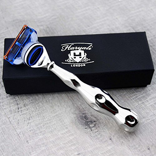 Herren Luxus Rasiermesser mit 5 Edge Kopf und Edelstahlgriff - Patronenrasierer