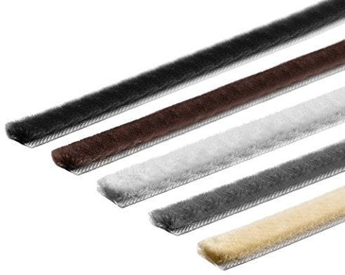 1 Meter Universal selbstklebend Bürstendichtung Dichtungsbürste Türbürste Fenster Türen Meterware versch. Farben (Weiß)