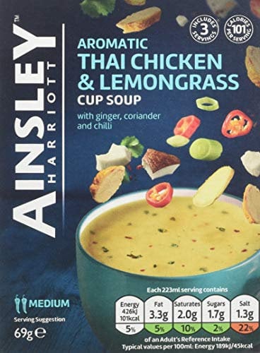 Ainsley Harriott Thai Chicken & Lemongrass Cup Soup, 69 g, Pack of 12