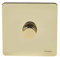 Schneider Electric Ultimate Screwless Flat Plate - Single 2 Way Dimmer Light Switch, Main and Low Voltage, 400W/VA, GU6412CPB, Polished Brass