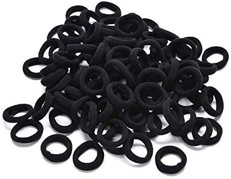 LEBQ 200 Stücke Mini Haarbänder Mädchen Baby Elastische Haargummis Tiny Soft Gummibänder für Baby Kinder (Schwarz)