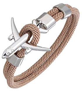 DonJordi Armband Flugzeug in vielen Farben für Herren & Frauen aus geflochtenem Seil mit Flugzeug Verschluss aus geflochtenem Segeltau - Der Armschmuck für alle Piloten & Flugzeugfans