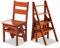 Massivholz-Klappleiter Lehrstuhl for Küche, Haushalt Faltbare Trittschemel Leiter Stuhl Tragbare Trittleiter und Stühle Kombination (Color : Walnut Color)