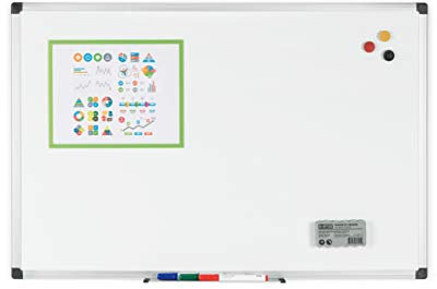 Bi-Office Magnetisches Whiteboard Maya, Emaillierte Premiumoberfläche, Trocken Abwischbar, Memoboard mit Aluminiumrahmen und Stiftablage, Magnettafel, 105 x 75 cm
