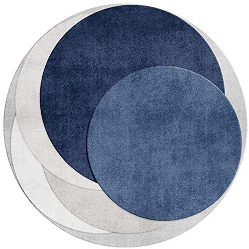 WJW-DT Teppiche im geometrischen Stil Teppich blaugrau runder großflächiger Teppich für den Eingangsbereich des Wohnzimmers Bodenmatte Piano Pad Durchmesser 80 100 120 140 160 180 200 300 cm-300CM