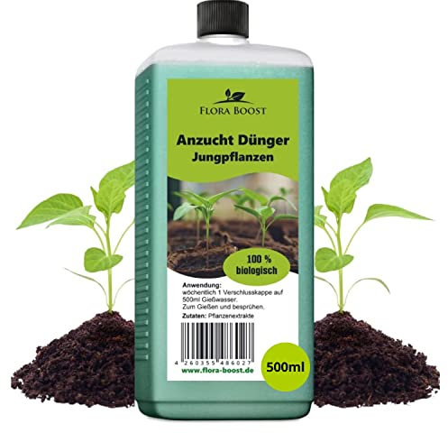 Konfitee Jungpflanzen Anzucht Dünger Flora Boost 500ml I Für bis zu 100L Gießwasser I Für Gemüse- & Obstpflanzen und Blumen I Flüssiger Blatt- & Wurzeldünger I 100% natürlicher Pflanzendünger