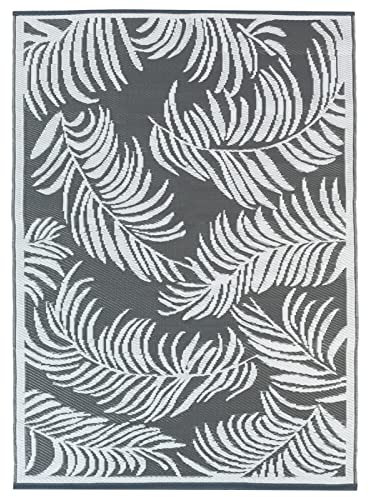 IDMarket - Tapis extérieur Coco Tropical Gris et Blanc 180 x 280 CM