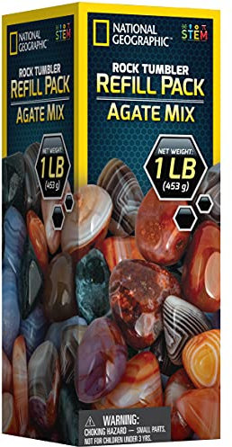 National Geographic Rock Tumbler Achat Nachfüllset – Poliermaschine Rock Kits für Kinder mit Körnung, Steinen und Kristallen | STEM Pädagogisches Steinpolierer, Hobby-Set, Geschenke für 8+ Jahre alte