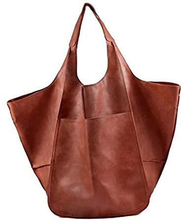 Syfinee Damen-Tragetasche, Schultertasche, Damen-Tragetasche, großes Fassungsvermögen, leichte Arbeit, Shopper mit Griffen oben, Braun, 70*40*28cm