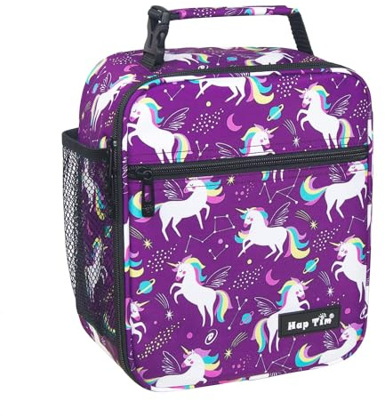 Hap Tim Kids Lunch Box for Girls Boys, Reusable Lunch Bag for Kids, Spacious Lunchbox, Insulated Lunchbag Purple Unicorn(18654-PP)