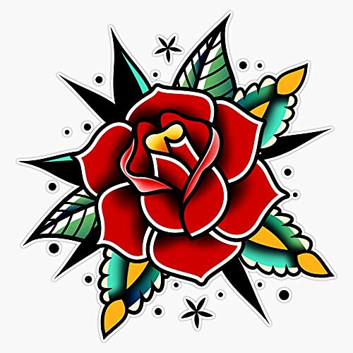 Traditional Old School Tattoo Rose Vinyl Waterproof Sticker Decal Car Laptop Wall Window Bumper Sticker 5