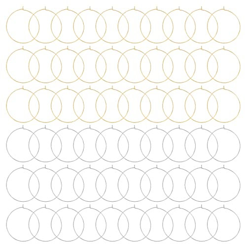 DICOSMETIC 80pcs 30mm 2 Farben Chirurgischer Edelstahl Weinglas Charme Ringe Perlen Creolen Finden Hypoallergene Runde Form Ohrringe Für DIY Schmuckherstellung Handwerk