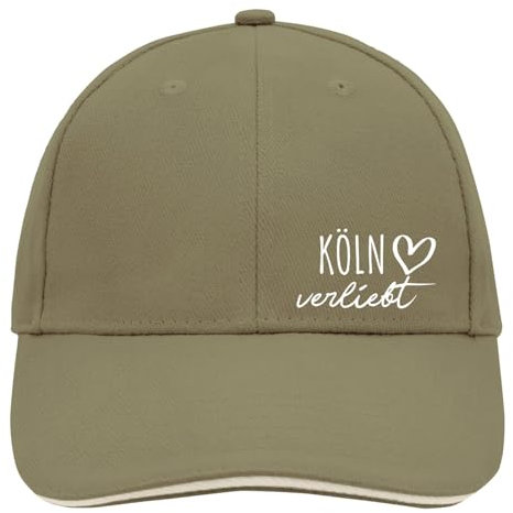 Huuraa Basecap Köln verliebt Geschenk Olive/Beige Köln Accessoire