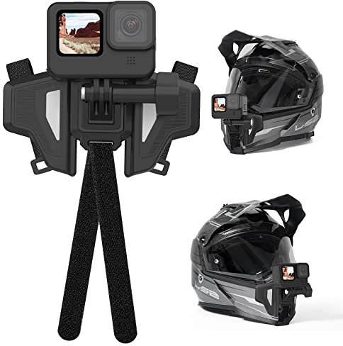 AuyKoo Motorcycle Helmet Chin Mount for GoPro, Foldable Helmet Mount Holder for GoPro Hero 12 11 10 9 8 7 6 5, Insta360, DJI Osmo and Most Action Camera, Grey