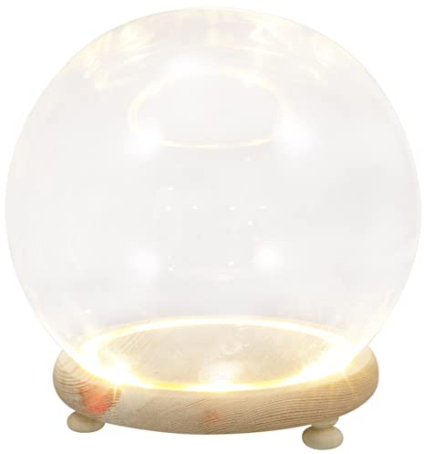 Cloche en verre transparent avec base en bois pour terrarium avec lumière pour plantes succulentes 10 x 10 cm
