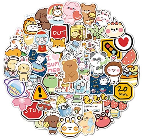 Kawaii Tiere Aufkleber, Süße Wasserdicht Vinyl Stickers für Laptop Wasserflasche Skateboard Auto Motorrad Fahrrad Gitarre PS4 Gepäck Koffer Scrapbook Phone Pad [50 Stück]