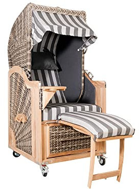Strandkorb Kampen Single White Oak Set 46 inkl. Industrierollen