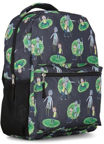 Rick and Morty Allover Rucksack – Summer and Squanchy – Offizielle Rick and Morty Schul-Büchertasche, Schwarz, Einheitsgröße, Modern
