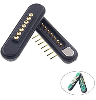 ACICS 1 Paar 3A magnetischer Pogo-Pin-Stecker 2 3 4 5 6 7 8 9 Positionen Pitch 2.2 In mm Frühling beladener Pogopin männlicher weiblicher Streifen (Color : 7 Pin Right Angle)