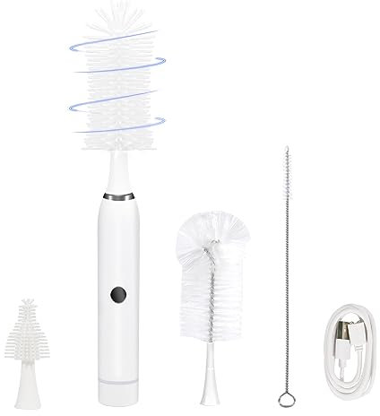 Electric Feeding Bottle Cleaner Set with 1800mAh Rechargeable Brush & Lanyard | Baby Bottle Brush for Milk/Water Cleaning | Practical New Mum Gifts & Kitchen Essentials