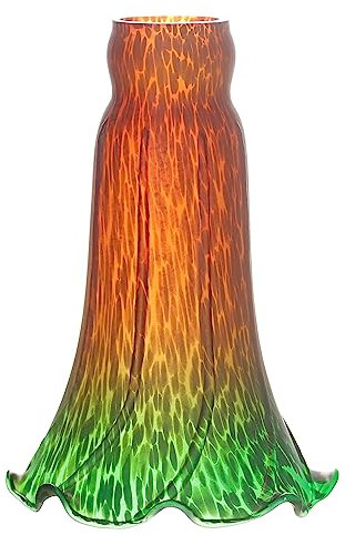 ANYONGLU Lily Lampshade Only Brown Blue Tulip Flower Glass Lamp Shade Replacement Tiffany Style Lily Table Floor Lampshade Replacement