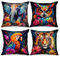 Tucocoo Kissenbezug mit Tierblumen, 45 x 45 cm, Set mit 4 bunten Blumen, dekorative Kissenbezüge, abstrakte Eule, Tiger, Nahaufnahme, Moderne Dekoration, Heimdekorationen für Couch, Bett