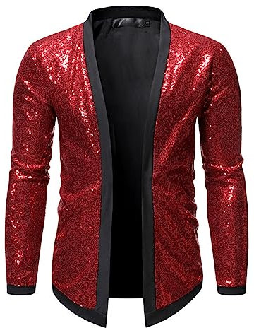 Darringls Herren Shiny Gold Pailletten Blazer Jacke Männer Strickjacke Herren Winterjacke Blazer Nachtclub Leichte glänzende Clubwear Party DJ Bühne Sängerin Tanz Show Kostüm