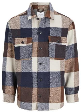 JACK & JONES Jjebradley Ollie Surchemise Ls Noos Chemise à Manches Longues, Navy Blazer/Checks:Checks, XS Homme