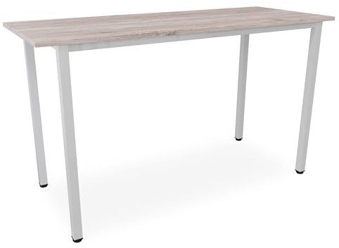 Stehtisch Büro-Besprechungstisch Metallgestell grau, Beine quadratisch, Steh-Arbeitstisch Gesamthöhe 112,5 cm, Pausentisch Empfangstisch hauseigene Fertigung, Workstation (Eiche modern, 200 x 80 cm)