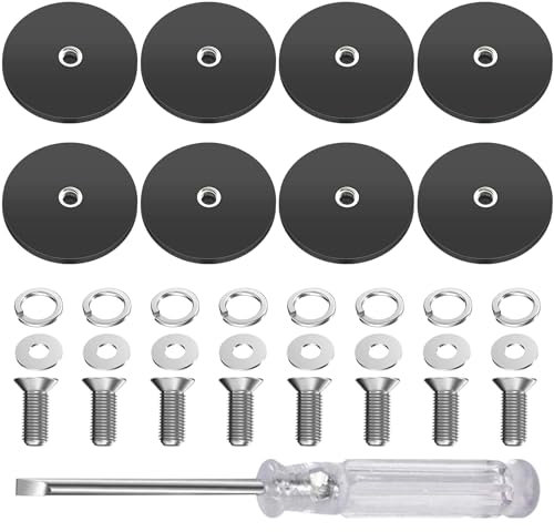 HOMURY 8 Stück Neodym Magnete: Gummiert Extra Stark Groß Magnete Stark Ø 43mm mit M6 Außengewinde und Schraubendreher 10 kg Haftkraft, Gummi Runde Magnete mit Gewinde für Schrauben Öse oder Haken