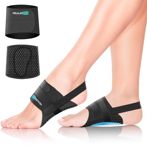 Healrecux Fußgewölbe-Bandagen für Plantarfasziitis, Fußgewölbestütze Verstellbare Frauen Männer, Fußgewölbe Stütze, Plattfuß Bandage Flache Füße,Fußgewölbeschmerzen Schmerzlinderung