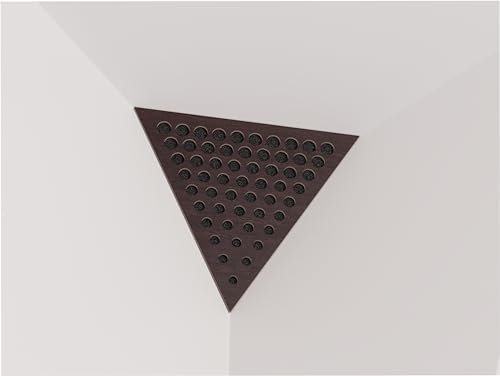 2er-Pack – Akustik-Eck-Decken-Bassfalle „Dreieck“ | Schallabsorbierender Akustikschaum mit perforierter, laminierter HDF-Platte für Diffusion | Seite: 42 cm | Farbe: [ROUNDS | Wenge]
