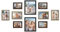 SONGMICS Bilderrahmen 10er Set, für 2 Fotos in 20 x 25 cm, 4 Fotos in 13 x 18 cm, 4 Fotos in 10 x 15 cm, Kunststoffscheibe, MDF, rotbraun, greige meliert, aschschwarz RPF310K03