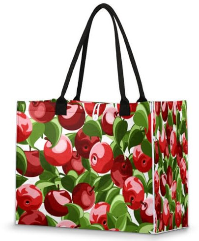 TropicalLife Große Handtasche mit Obstäpfeln für Damen, Jugendliche, Mädchen, Äpfel, Schultertasche, Shopper Arbeit, Fitnessstudio, Organizer, Tasche, Tragegriff oben, farbig, 23.5 L