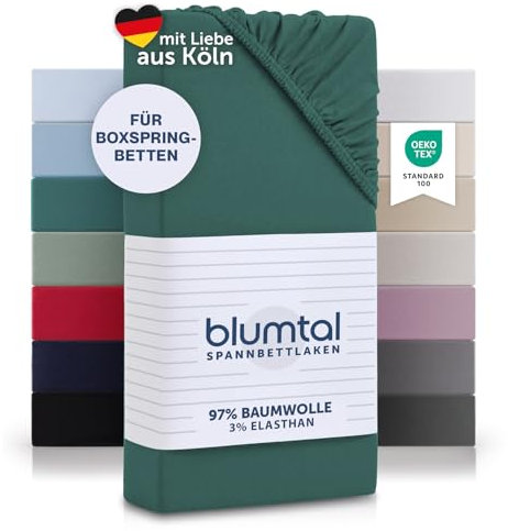 Blumtal® Baumwolle Spannbettlaken 90x200 cm Basics Jersey im 2er Set - Bettlaken 90x200 cm - Oeko-TEX zertifiziertes Spannbetttuch 90x200 cm - Matratzenbezug 90x200 cm - Leintuch - Silver Pine