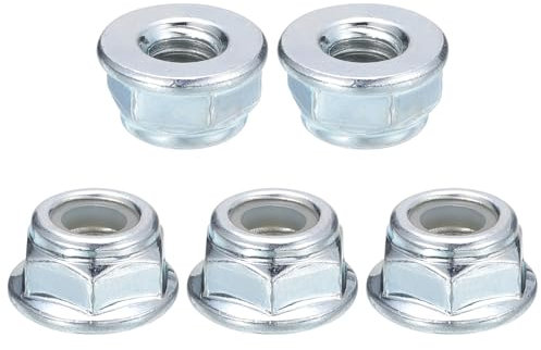 Sourcing Map 10Pcs 1/4x20mm Flange Nylon Insert Lock Nuts, Carbon Steel Hex Flange Nuts for Industrial Construction Fasteners, White