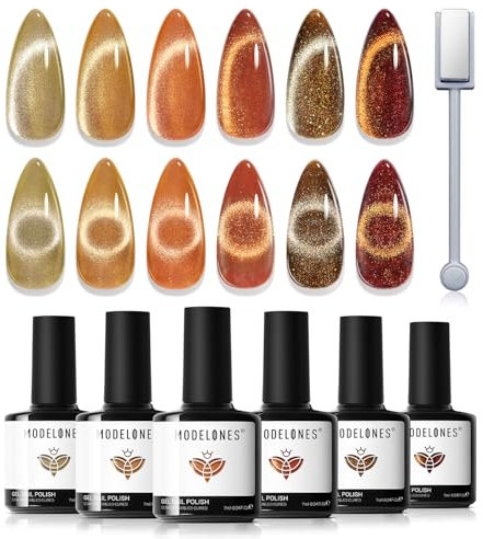 Modelones UV Nagellack 6 Farben Gelee Nude Orange Braun Gel Nagellack UV Nageldesign Sets Shellac Nagellack Soak Off Gel Polish für Maniküre Nageldesign Herbst