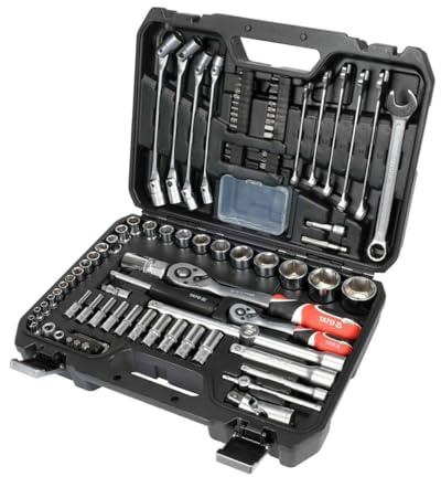 Yato YT-38784 Ratschenschlüssel-Set, 1/4 Zoll, 1/2 Zoll, 93-teilig