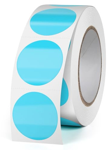 FINDAT 500 Stück Blau 25 mm Runde Thermo-Etiketten Rollen Selbstklebende Drucker-Etiketten Kreis Vinyl Wasserdicht Klebepunkte Aufkleber für Büro Logo Design QR Versand Blue
